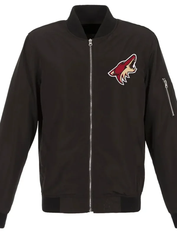 Black Arizona Coyotes Lightweight Nylon Bomber Jacket