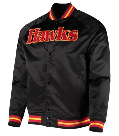 Black Atlanta Hawks Hardwood Classics Satin Jacket