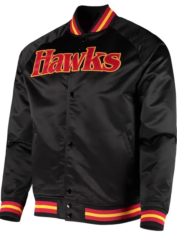 Black Atlanta Hawks Hardwood Classics Satin Jacket