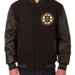 Black Boston Bruins Varsity Wool/Leather Jacket