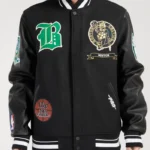 Black Boston Celtics Wool Varsity Jacket