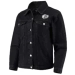 Black Brooklyn Nets Patch Button-Up Denim Jacket
