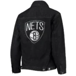 Black Brooklyn Nets Patch Button-Up Denim Jacket