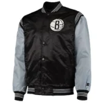 Black/Gray Brooklyn Nets The Enforcer Satin Jacket