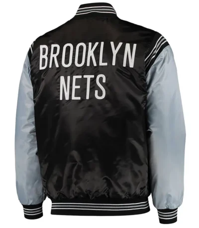 Black/Gray Brooklyn Nets The Enforcer Satin Jacket