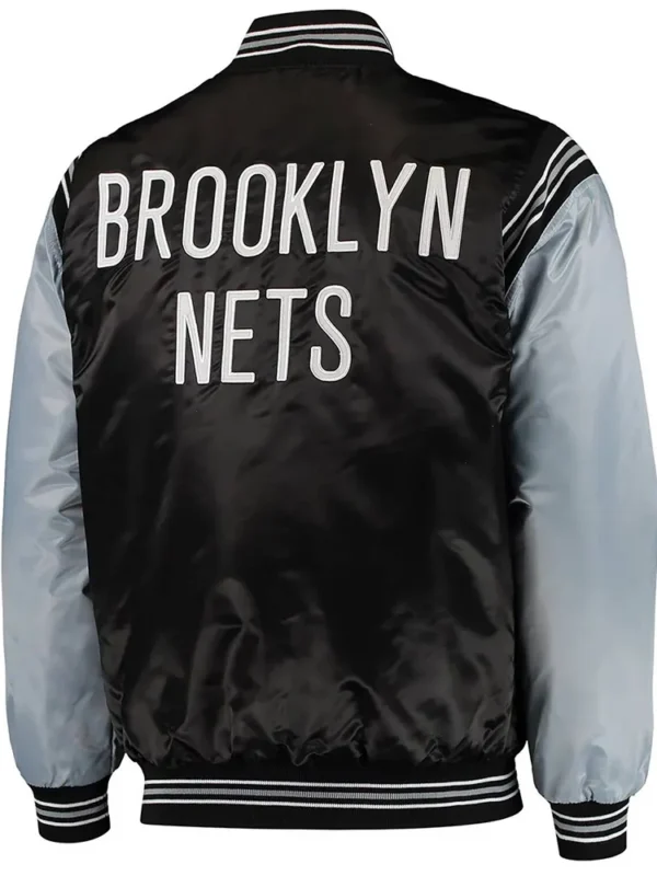 Black/Gray Brooklyn Nets The Enforcer Satin Jacket