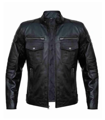 Black Men Stylish Cafe Racer Leather Jacket