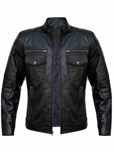 Black Men Stylish Cafe Racer Leather Jacket