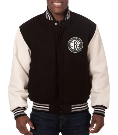 Black/White Brooklyn Nets Varsity Jacket