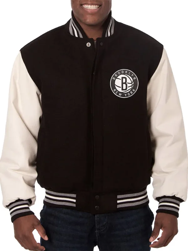 Black/White Brooklyn Nets Varsity Jacket