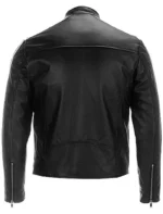 Black and White Cafe Racer Leather Jacket