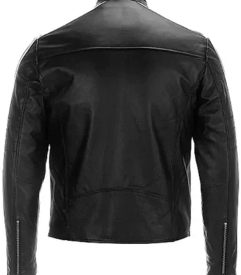 Black and White Cafe Racer Leather Jacket