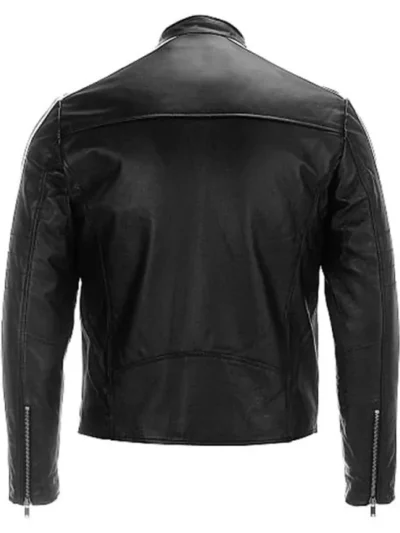 Black and White Cafe Racer Leather Jacket