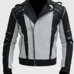 Black and White Retro Biker Leather Jacket