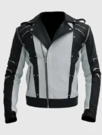 Black and White Retro Biker Leather Jacket