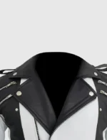 Black and White Retro Biker Leather Jacket