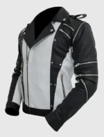 Black and White Retro Biker Leather Jacket