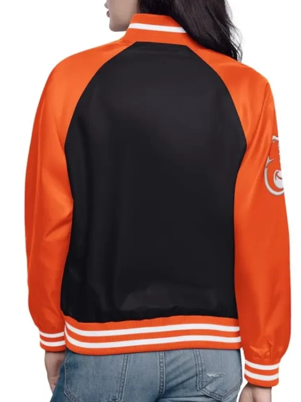 Black/Orange Baltimore Orioles Home Run Varsity Satin Jacket