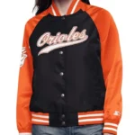 Black/Orange Baltimore Orioles Home Run Varsity Satin Jacket