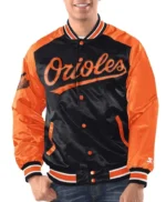 Black/Orange Baltimore Orioles Renegade Varsity Satin Jacket