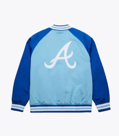 Atlanta Braves Vintage Logo Double Clutch Blue Satin Jacket
