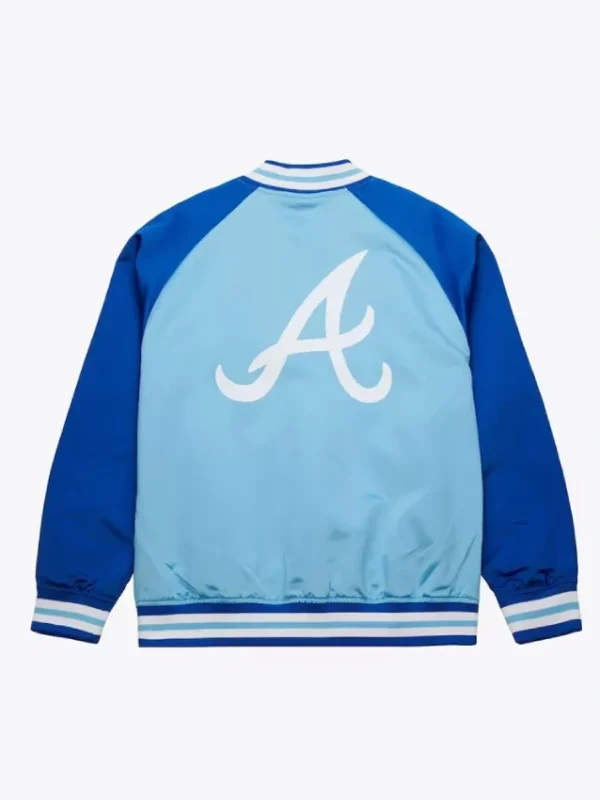 Atlanta Braves Vintage Logo Double Clutch Blue Satin Jacket