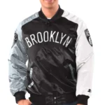 Bomber Brooklyn Nets Tricolor Satin Jacket