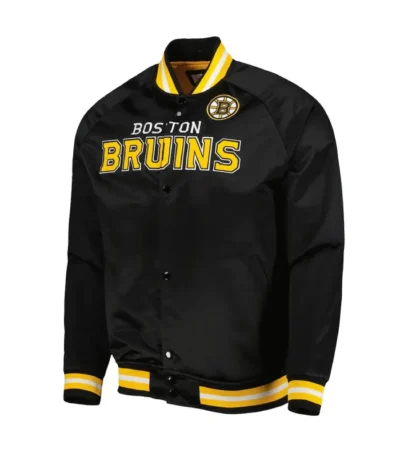 Boston Bruins Black Full-Snap Satin Jacket