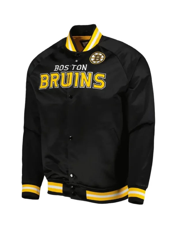 Boston Bruins Black Full-Snap Satin Jacket