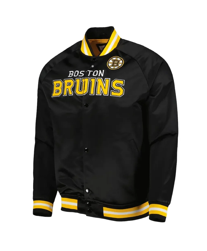 Boston Bruins Black Full-Snap Satin Jacket Boston Bruins Black Full-Snap Satin Jacket