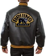 Boston Bruins Black Leather Varsity Jacket