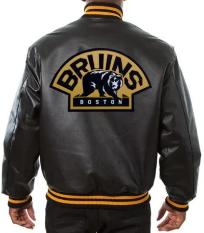 Boston Bruins Black Leather Varsity Jacket