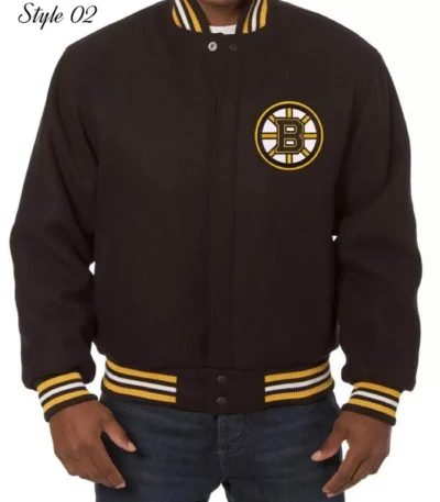 Boston Bruins Black Wool Varsity Jacket