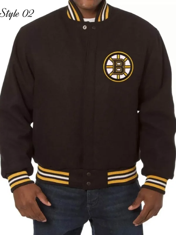 Boston Bruins Black Wool Varsity Jacket
