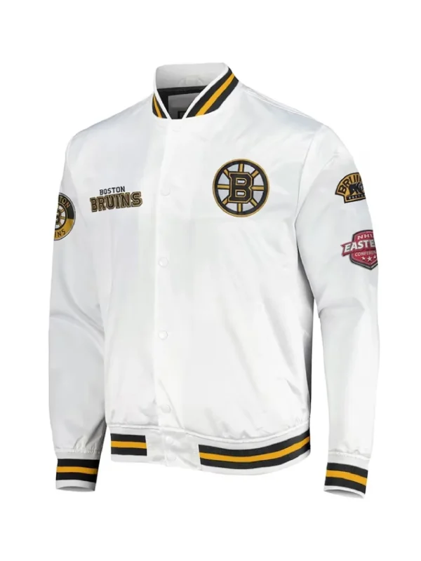 Boston Bruins Hometown LW White Satin Jacket