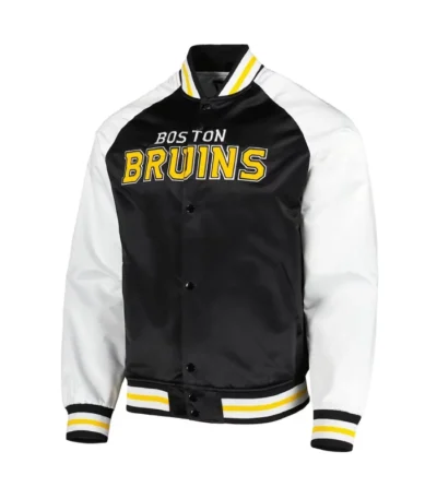 Boston Bruins Prime Time Black and White Satin Jacket