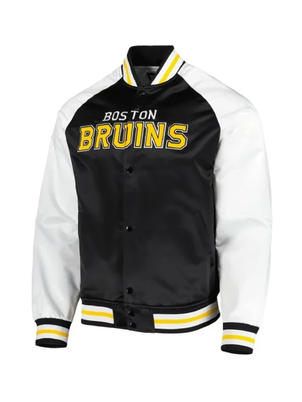 Boston Bruins Prime Time Black and White Satin Jacket