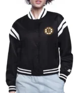 Boston Bruins Printed Logo Varsity Satin Jacket