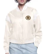 Boston Bruins Printed Logo Varsity Satin Jacket