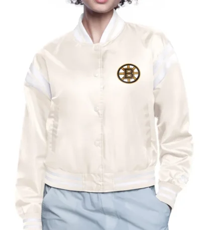 Boston Bruins Printed Logo Varsity Satin Jacket