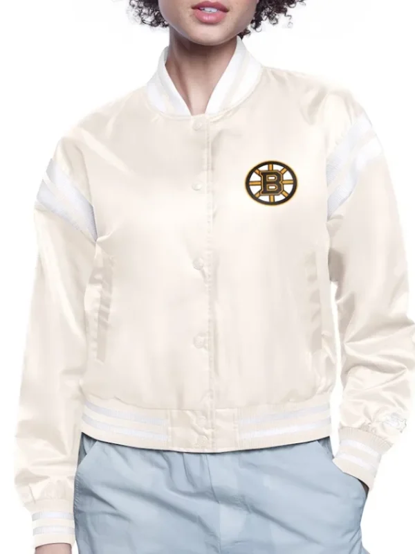 Boston Bruins Printed Logo Varsity Satin Jacket