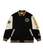 Boston Bruins Team History Black Vintage Logo Varsity Jacket