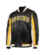 Boston Bruins The Ace Varsity Satin Black/Yellow Jacket