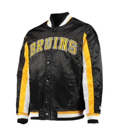 Boston Bruins The Ace Varsity Satin Black/Yellow Jacket