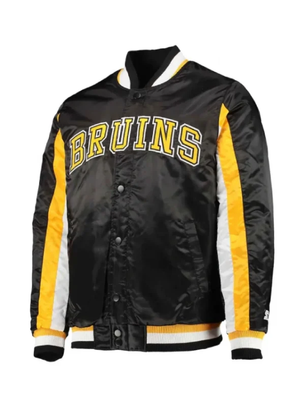 Boston Bruins The Ace Varsity Satin Black/Yellow Jacket