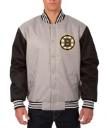 Boston Bruins Varsity Black and Gray Poly Jacket