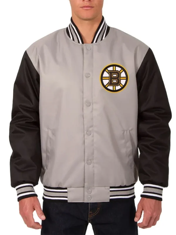 Boston Bruins Varsity Black and Gray Poly Jacket