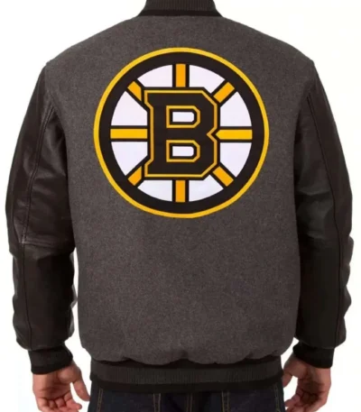 Boston Bruins Grey and Black Two Tone Varsity Jacket