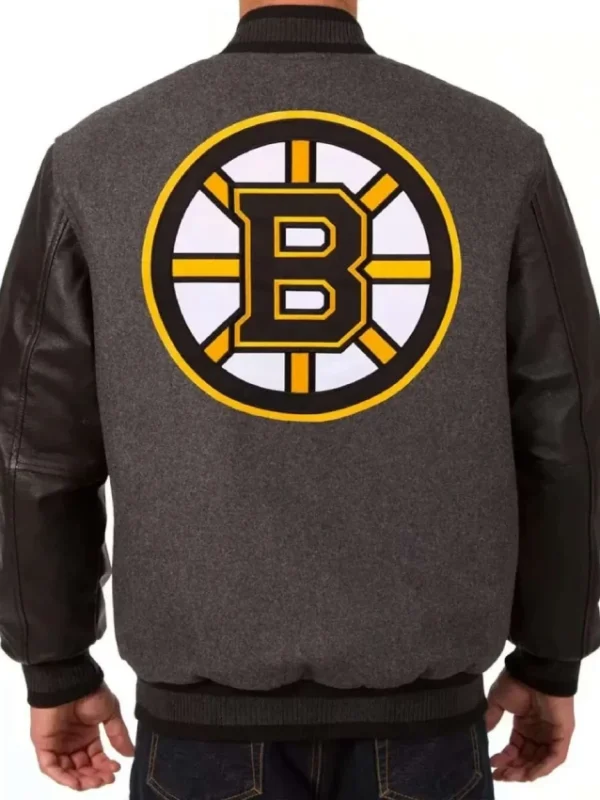Boston Bruins Grey and Black Two Tone Varsity Jacket