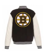 Boston Bruins White and Black Varsity Jacket